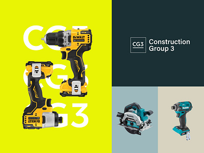 Brand identity CG3 construction dewalt jw makita power tools safety square tools yellow