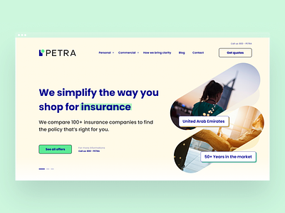 Petra Landing Page | Insurance Brokers landing page modern ui website