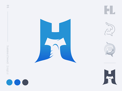 Hammerhead Logo Concepts blue brand branding code concepts design hammerhead logo logo design shark tech technology