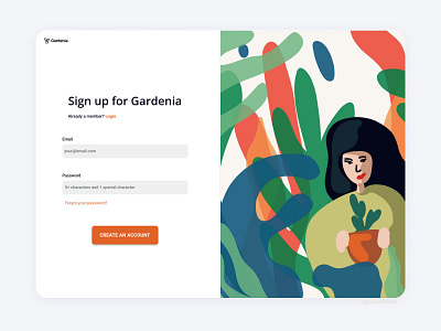 Sign up - Daily UI 001 app app design branding daily ui daily ui 001 daily ui challenge design garden app garden illustration illustration orange app ui