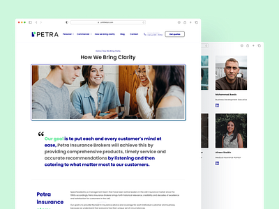 Petra About Page | Insurance Brokers about about us company ui website