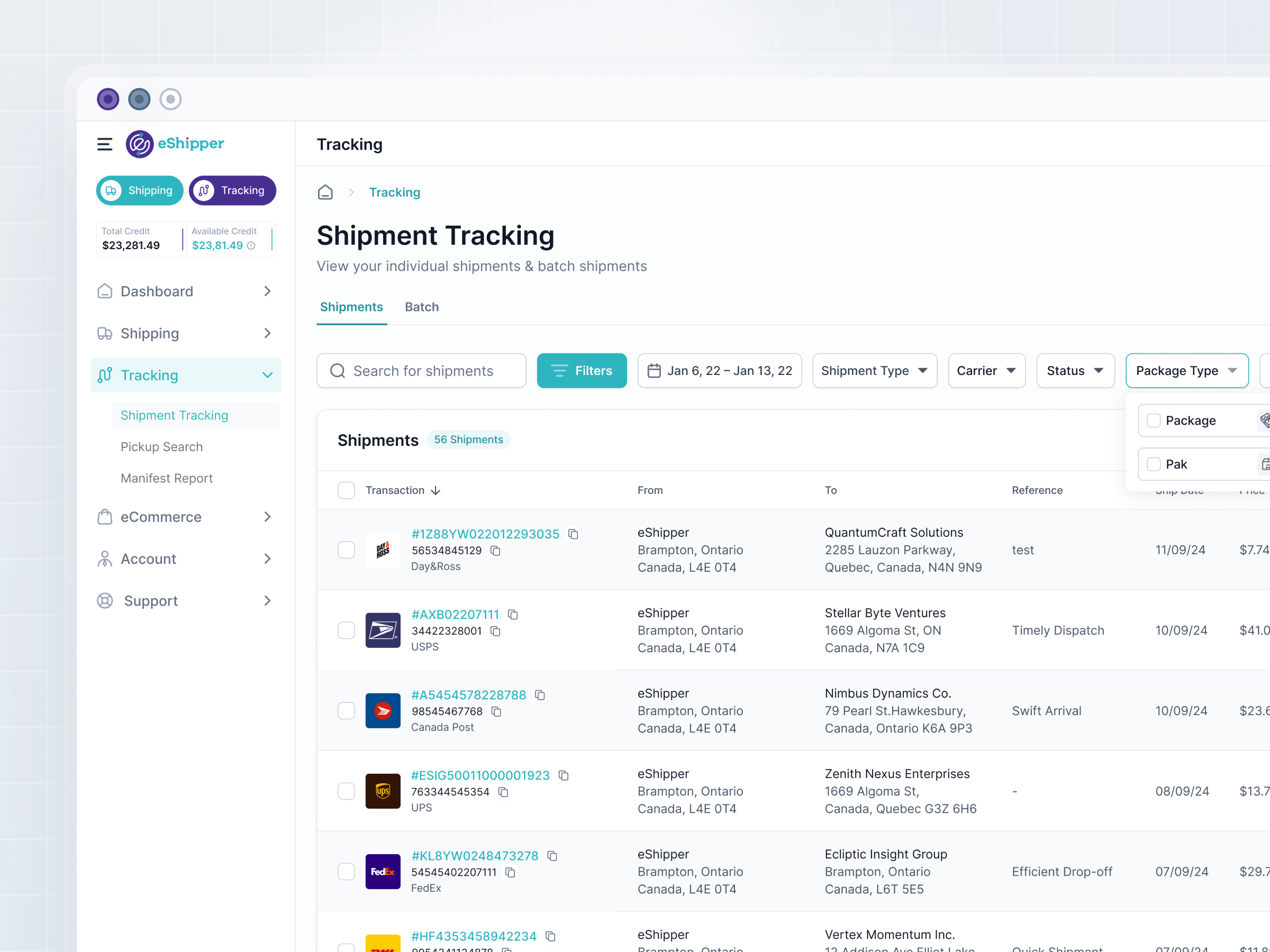eShipper Shipment Tracking Page by Denys A☘️ on Dribbble