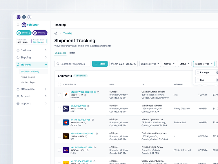 eShipper Shipment Tracking Page by Denys A☘️ on Dribbble