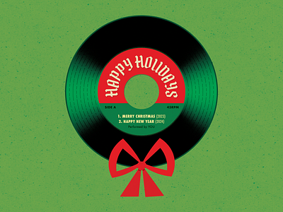 Christmas Card Illustration christmas design greeting card holiday illustration record typography vector vintage vinyl