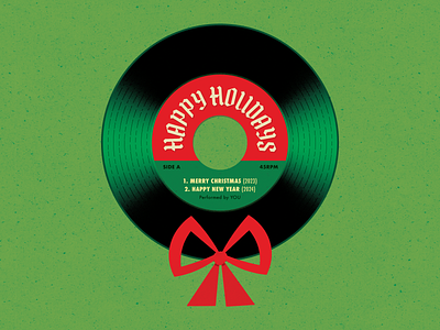 Christmas Card Illustration christmas design greeting card holiday illustration record typography vector vintage vinyl