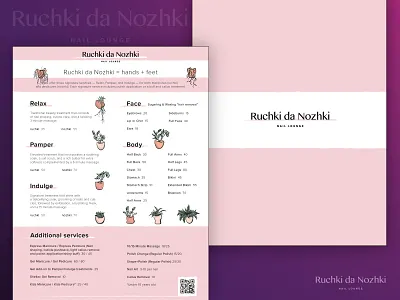Service menu design for Nail salon beauty salon brooklyn graphic design icon icon design menu nail new york plants printing salon service
