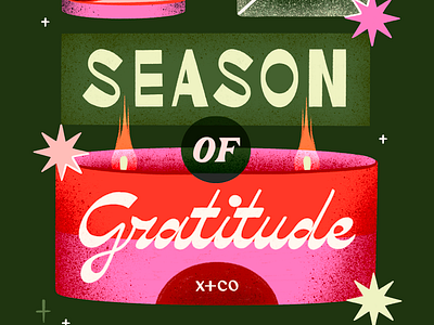 Season of Gratitude 2d illustration christmas christmas card colorful hand lettering holiday holiday art holiday card illustration lettering texture