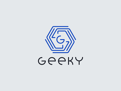 GEEKY - MINIMALIST TECH LOGO (FOR SALE) app brand clean company design g geometric hexagon icon it letter linear logo logotype media minimal modern network simple technology