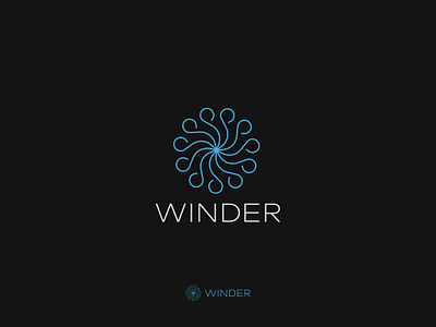 WINDER - MINIMAL GEOMETRIC LOGO (FOR SALE) abstract brand clean cool design geometric icon linear logo logotype minimal minimalist modern oranment shape simple thin wave wavy wind