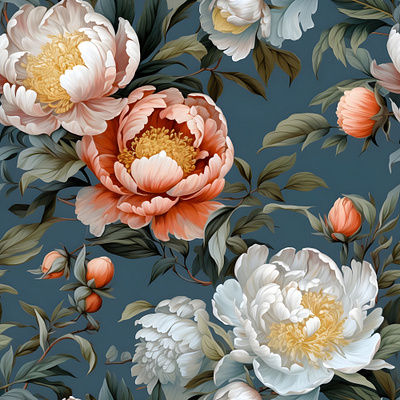 Peonies seamless pattern cloth fabric floral flowers graphic design illustration peonies peonies seamless pattern textile
