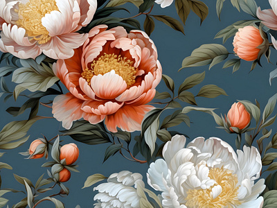 Peonies seamless pattern cloth fabric floral flowers graphic design illustration peonies peonies seamless pattern textile