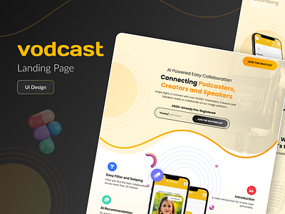 Vodcast - Social Connection Landing Page 2d designs adobe xd branding creativedesign designing websites figma inspiration interactiondesign interface interface design landing page trending design typography ui uiux user experience user interface visualdesign website website design