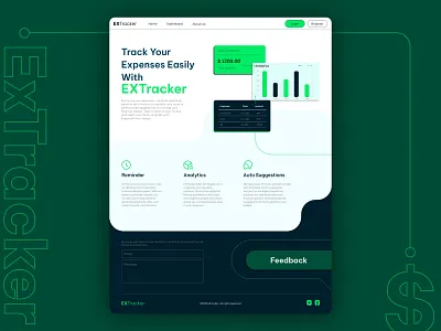 Expense Tracker expense tracker finance green growth money ui wealth web design