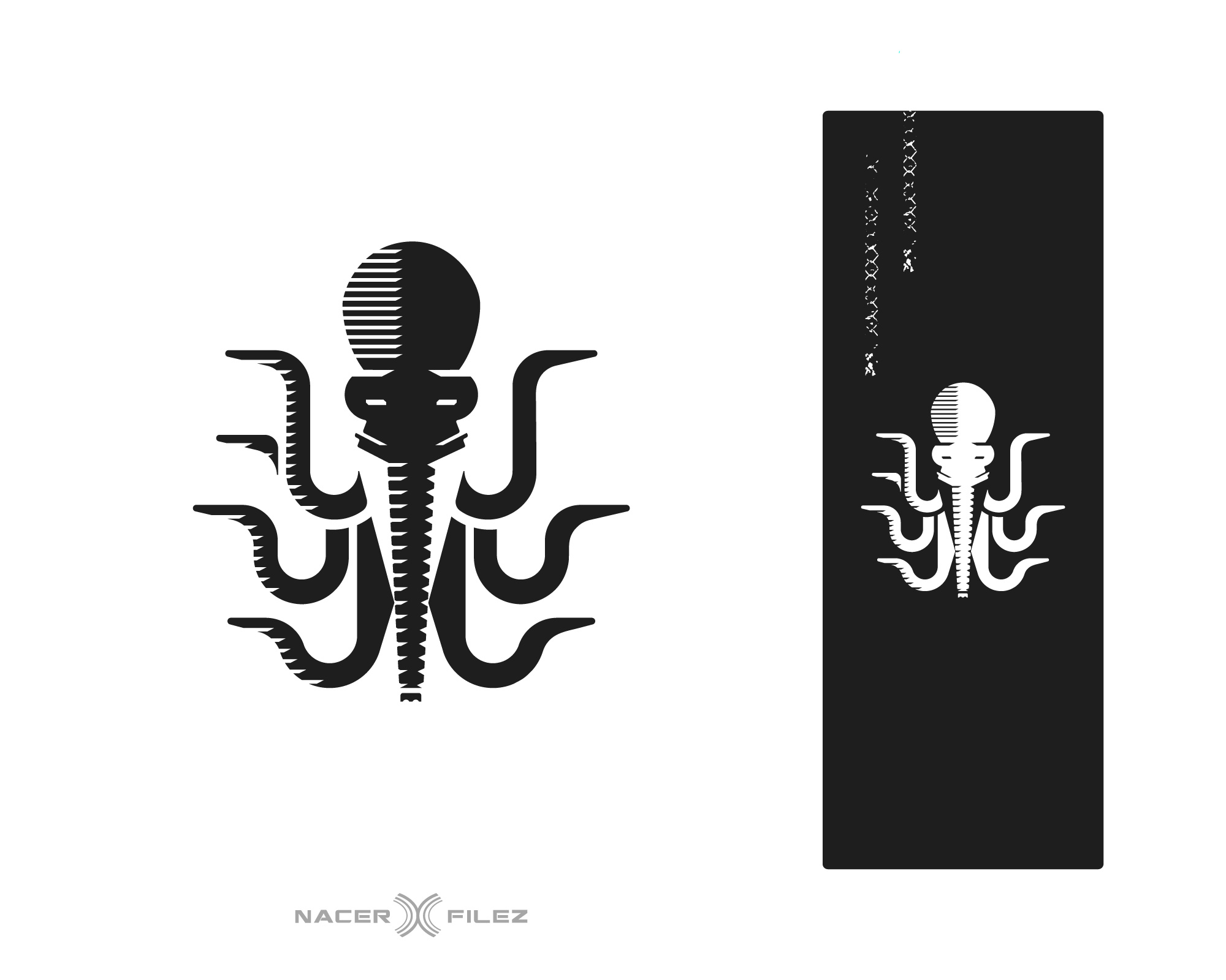 Octophant animal logo atompunk black and white elephant flat futur futurism geo geometric graphic design logo octophant octopus vector vector art