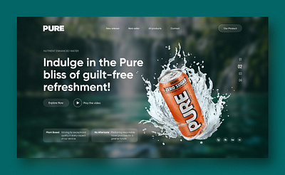 Single Product Website branding can mockup drink branding drink website glasmorphism graphic design logo product website refreshment branding single product splash ui webdesign