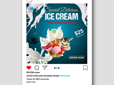 Creative modern social media post design. ads business company graphic design ice cream ideas layout post social media post design template