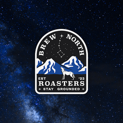 Brew North Roasters branding badge badge logo branding coffee coffee brand graphic design logo mountains winter