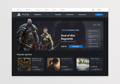 Redesign of the Games page for the Playstation website games playstation redesign ui web design web site