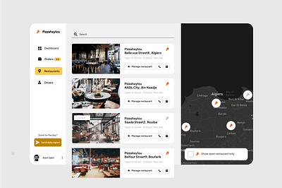 Restaurants Page for a Dashboard design dashboard ui design ui design uiux