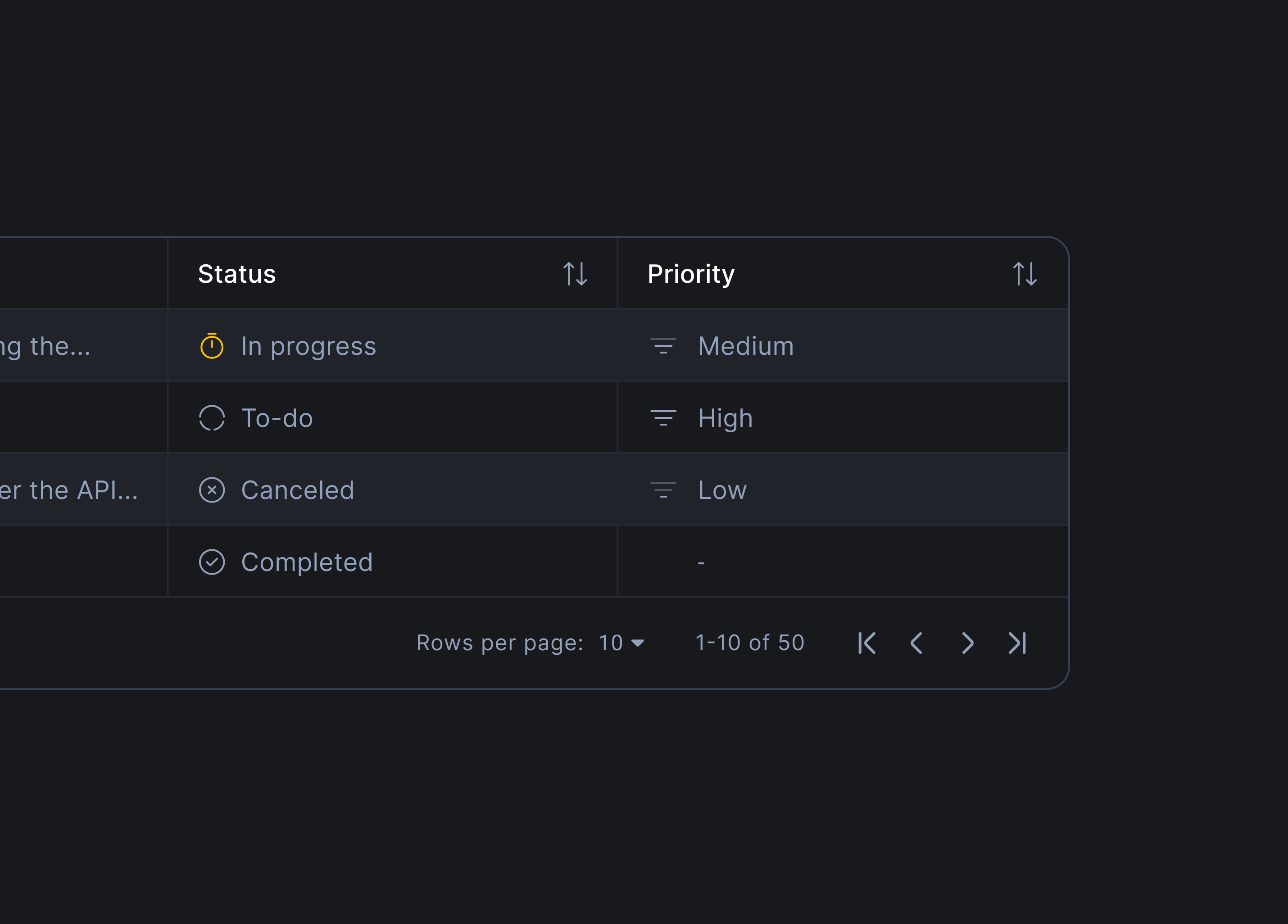 Table UI component component ui dark mode design system table table component table ui ui kit