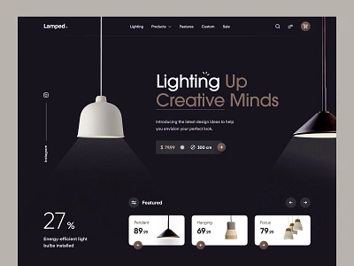 Pendant Lamp E-commerce Web Design decore shop designer lamp ecommerce ecommerce shop ecommerce website electronics hanging lamp homepage interior design landing page landingpage light online store pendant web design web page webdesign webpage website website design