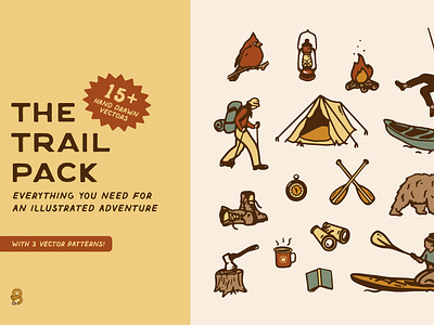 Hiking & Camping Illustration Bundle camping hiking illustration illustration bundle people illustration