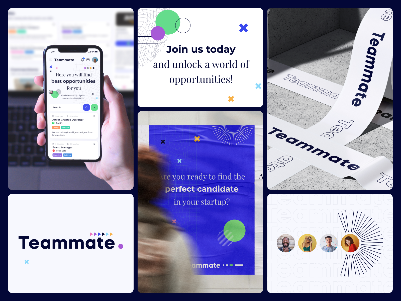 Teammate - Job service / Visual Identity branding design graphic design interface logo product startup typography uxui visual identity web design