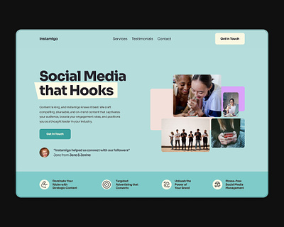 Engage & Captivate: Crafting Connection with Instamigo graphic design landing page marketing socialmedia socials ui ux uxdesign web design webdesign website website design