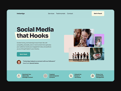 Engage & Captivate: Crafting Connection with Instamigo graphic design landing page marketing socialmedia socials ui ux uxdesign web design webdesign website website design