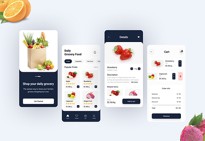 Grocery App app ui daily shop ui figma fruit app fruit ui grocery app mobile app ui ui app vegetable app