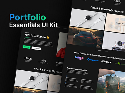 Portfolio Essentials UI Kit branding designinspiration digitalportfolio uiagency uikit uxdesign uxui website websitedesign