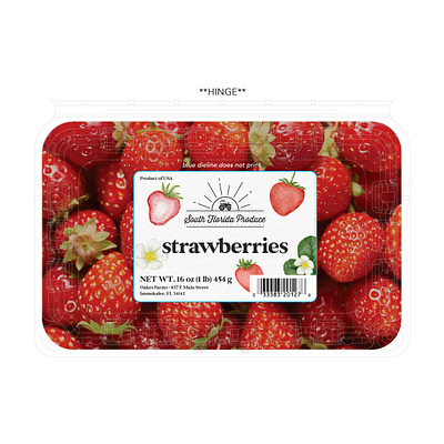 South Florida Produce Strawberry Label Design consumer goods design design graphic design label design layout design packaging design produce label