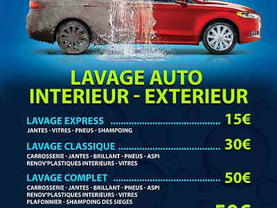 KHAN LAVAGE FLYER FRANCE auto car car wash flyer mechanic