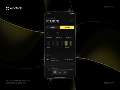 xenotech® Mobile - Overview app application blockchain crypto dark darkmode design glass glassmorphism gradient ios iphone mobile mockup modern ui ui design ux vibrant web3