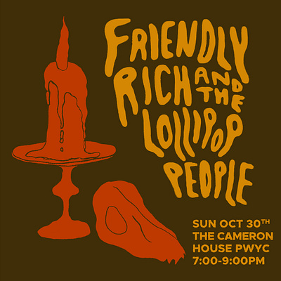 Spooky poster for Friendly Rich hand lettering illustration poster design
