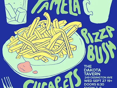 Freshly fried hand lettering illustration poster design