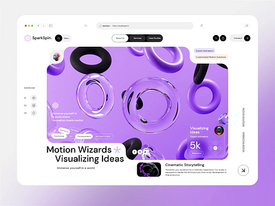 SparkSpin Motion Design Studio Website 3d animation c4d design graphic landing page motion motion graphics ui design uiux user interface vfx visual web web design website