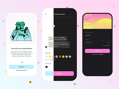 Libair - Customize your app theme account android app blue chat chatbot color dark mode green ios mobile pink sign in sign up smoking theme ui uiux ux yellow