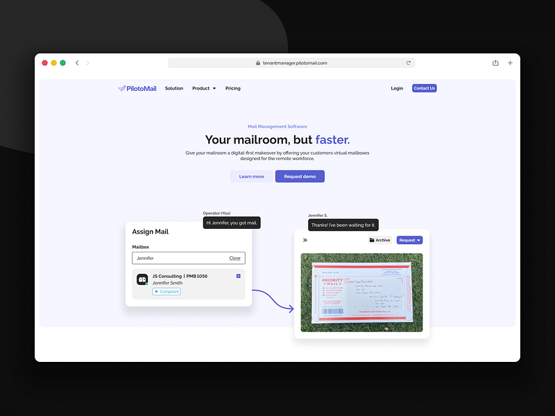 PilotoMail Case Study 1: Mail Assignment and Pick-Up case study figma interaction design product product design saas ui user flow user research ux webapp