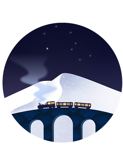 A train in the night adobe art color design illustration