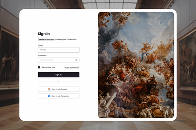 Sing In Page For Museum 404 art artist branding design drawing exhibition gallery illustration landing login museum painting popular shot sign signin signingpage signup ui ux
