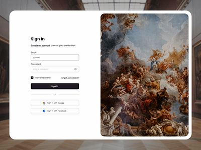 Sing In Page For Museum 404 art artist branding design drawing exhibition gallery illustration landing login museum painting popular shot sign signin signingpage signup ui ux