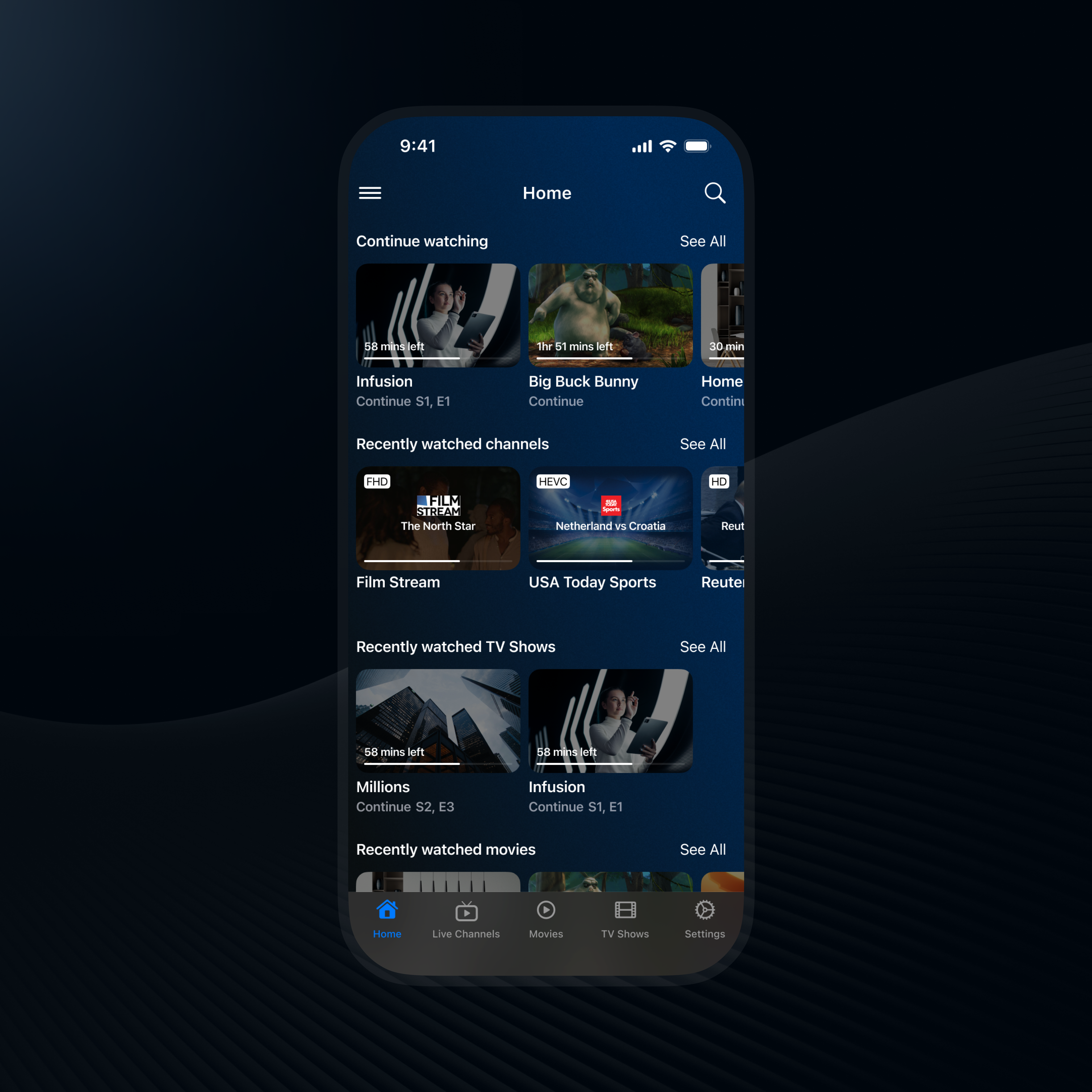 AnyTV app UI design app design tv ui uiux website
