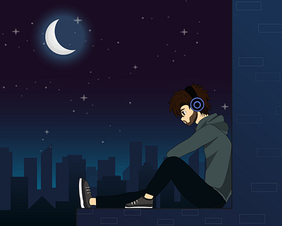 Midnight Reflections design digital art graphic design illustration vector