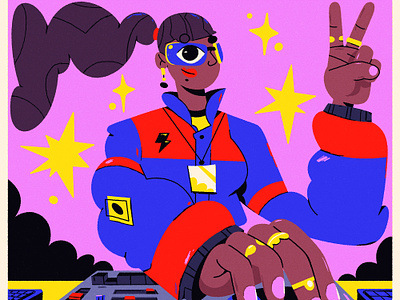 DJ 2d art cartoon character character design design electronic music girl illustration music party vector