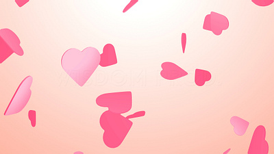 Rain Of Hearts On Romantic Pale Pink Background after effects animation background design falling hearts illustration love motion graphics rain romantic