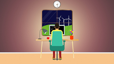 Animation Of A Man Working At The Computer From Home after effects animated animation coding computer design illustration motion graphics pc vector working