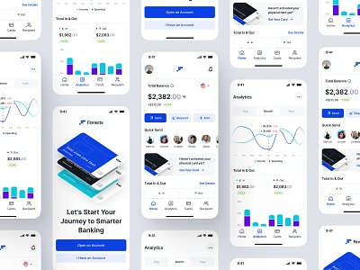 Finnecta - Personal Bank Mobile App bank banking bar chart chart credit card design e wallet finance financial tracking fintech international bank light mode mobile transfer ui ui design uiux wise