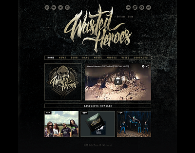 Metal band "Wasted Heroes" landing page design landing page metal band site design wasted heroes