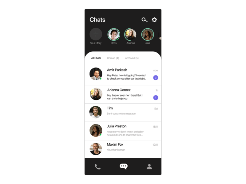 Chat App appdesign chat chatapp dailyui mobiledesign